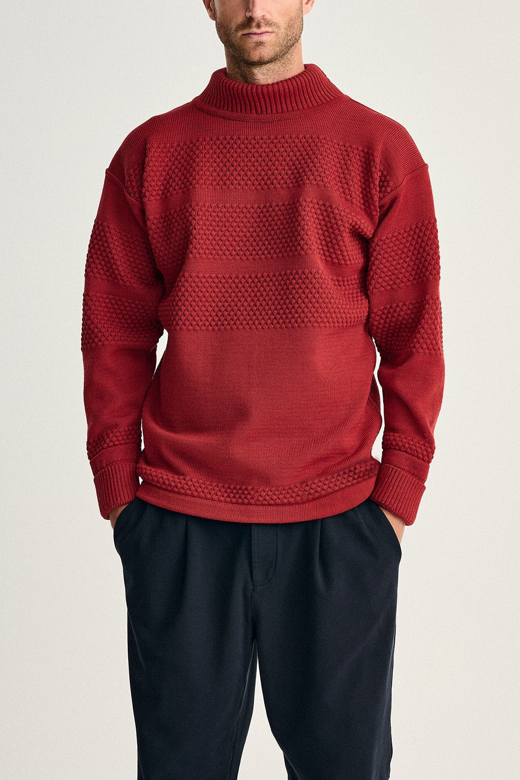 S. N. S. HERNING | FISHERMAN sweater | høj hals, dannebrog red
