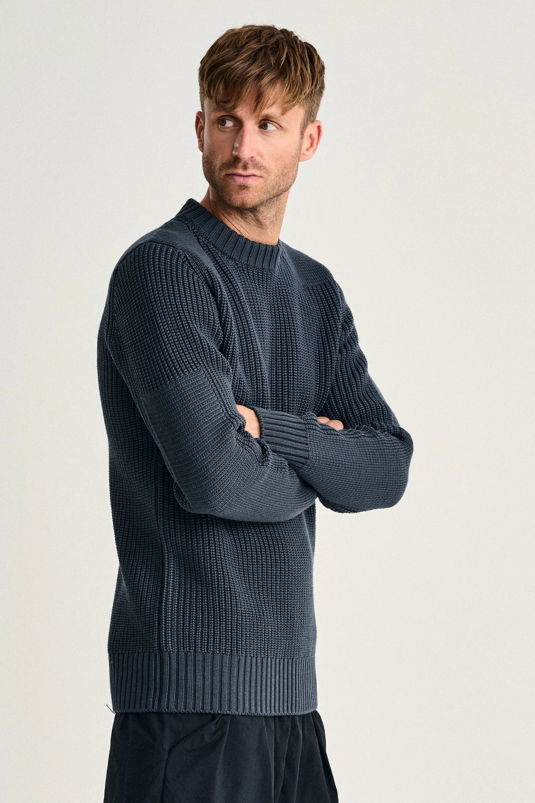 美品】UNUSED 5G crew neck mix knit ネイビー nanamica ONLINE STORE