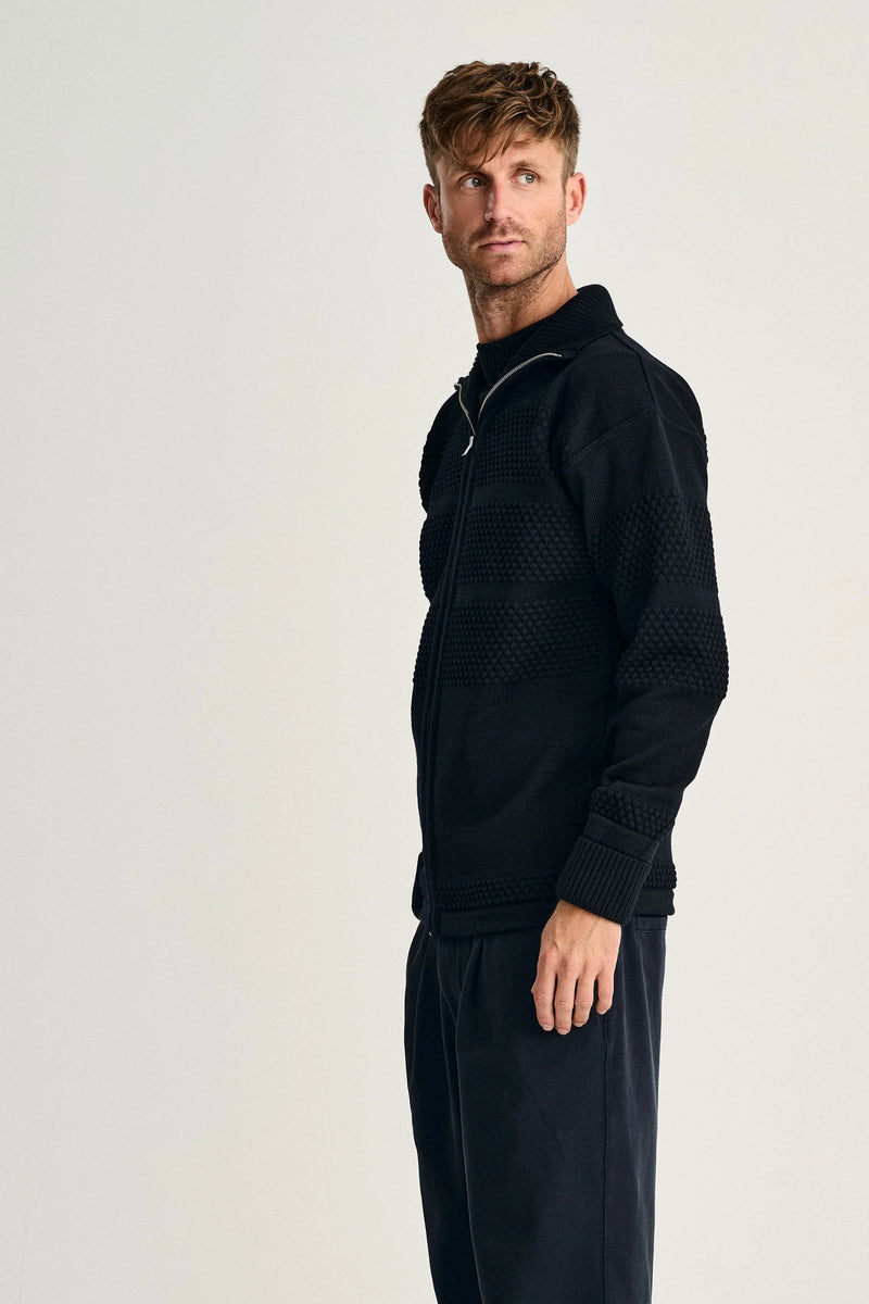 FISHERMAN cardigan | full zip | navy blue | S. N. S. HERNING