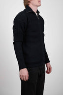 FISHERMAN full zip, black melange