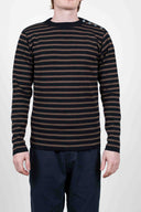 NAVAL crew neck, navy blue / tag brown