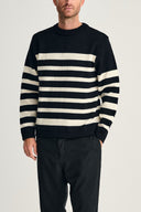 GIVEN-III crew neck | rund hals, navy blue / natural white