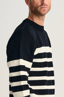 GIVEN-III crew neck | rund hals, navy blue / natural white