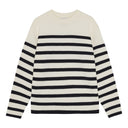 GIVEN-II crew neck | rund hals, natural white / navy blue (f)