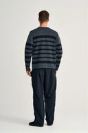 GIVEN-III crew neck, shadow blue / navy blue